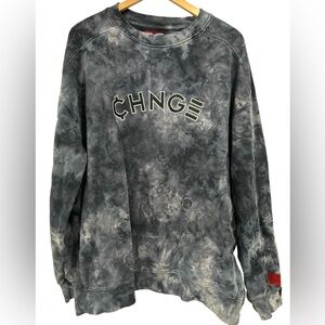 CHNGE Organic Cotton Tie Dye Embroidered Logo Oversized Pullover Sweatshirt - XL